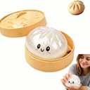 Glitter Dumpling, Glitter Dumpling Squishy with Box, Dumplings Sensory Squeeze Toy for Stress Relief (White)