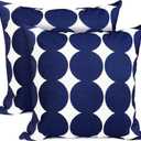 RYSMIYOU Decorative Throw Pillow Covers Set of 2 Blue Fashion Polka dot Pillow Covers 18x18 Inch Throw Pillow Cover Linen Pillowcase Farmhouse Outdoor Pillow Covers for Couch Sofa Living Room