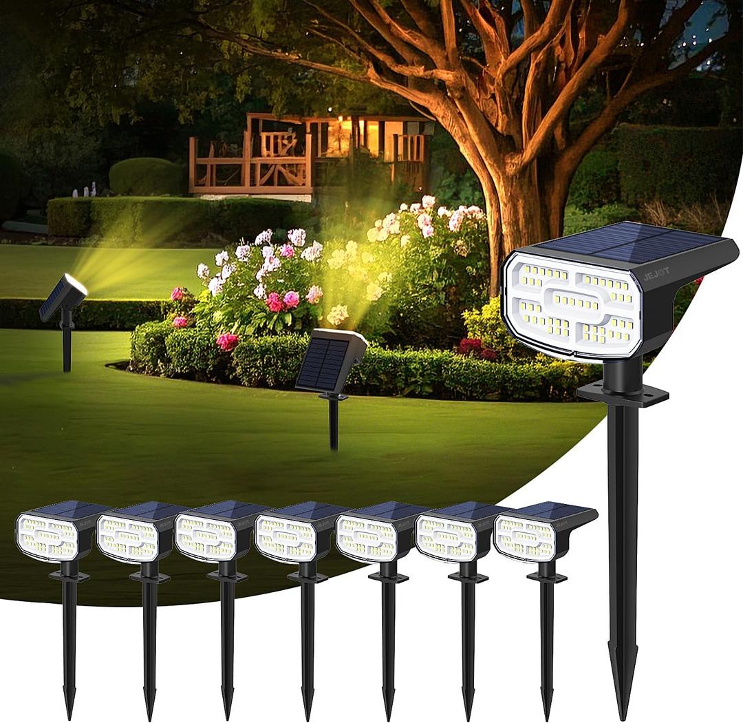 Solar Lights Outdoor Waterproof IP65,Auto On/Off, 2700K 2 Lighting Modes, Super Bright LED, Solar Powered Yard Garden Solar Spot Lights for Outside Landscape -8 Pack