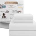 SUPREME ELEGANCE 4 Pcs 100% Organic Cotton Queen Sheet Set, Snow White, 300 Thread Count, Percale Weave, Cotton Bedding, Cooling, Crisp & Breathable, Deep Pocket Fitted Sheet, Hotel Style Bed Sheets