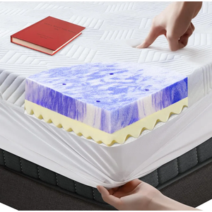 SWINHOM 3 Inch Queen Memory Foam Mattress Topper, Ventilated Foam Topper with Cooling Cover, Mattress Pad with 18'' Deep Pocket, White