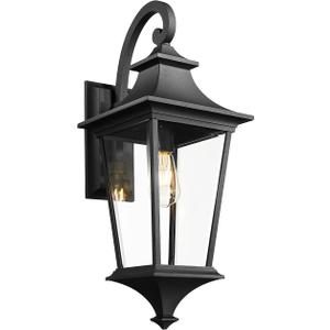 Emliviar 29.3 Inch Trendy Outdoor Wall Sconce, Large Exterior Wall Light for Porch Patio, Clear Glass in Black Finish, XE292B-L BK