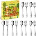 DEHOV Toddler Eating Utensils Set,Set Of 12 Food Grade Stainless Steel Silverware Sets For Kids,Dishwasher Safe Children Small Metal Spoons And Forks Flatware Sets