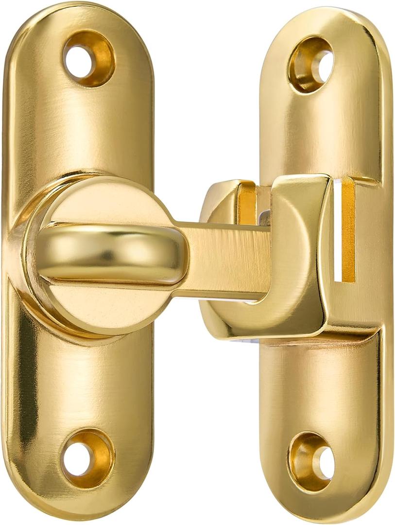 Barn Door Latches,90/180 Degree Gate Lock,Flip Gate Latches Hardware,Zinc Alloy Right Angle Door Lock Latch,Door Security Sliding Door Latch Lock fo Cabinets,Bathroom (Gold_1 Pack)