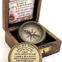 to My Son Brass Compass with Wooden Box Mom to Son Compass, Father to Son Gifts, Graduation Day Gifts for Son, Baptism, Confirmation & Communion Compass for Men & Women, Greeting Card Included, Multi