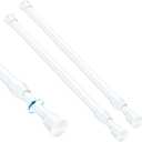 2 Pcs Small Tension Curtain Rod 28 to 48 Inch, Black Short Curtain Rods No Drilling, Loaded Expandable Spring Curtain Rods for Kitchen, Closet, Cupboard, Door, Bookshelf (White)