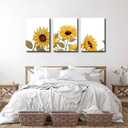 3Pcs Sunflowers Canvas Wall Art Modern Minimalist Yellow Botanical Floral Wall Decor Pictures Rustic Field Plant Flowers Posters Prints for Bathroom Gallery Living Bedroom Decoration
