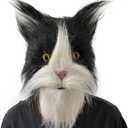 Novelty Cat Mask Latex Cute Kitten Animal Plush Deluxe Full Head Helmet Fancy Halloween Cosplay Party Costume Props