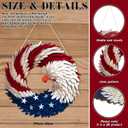 1 Pcs 4th of July Hanging Door Sign Eagle Wreath 250th Anniversary Decorations Patriotic Door Hanger American Wooden Plaque for Wall Front Porch Memorial Day Decor