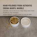 Marble Pet Bowl  Luxury Stone Dog or Cat Bowl, Crema Marfil Marble, Heavyweight & Non-Slip, Handcrafted Elevated Food or Water Dish for Small Pets (Ibiza)