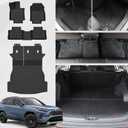 Floor Mats Set for Toyota RAV4 2019-2025 (Include Hybrid), Extra Door Sill Guards, TPE All Weather Cargo Mat Backrest Mat Cargo Liner Car Accessories (Trunk Mat with Backrest Mat+Floor Mat)