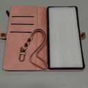 Defencase for Galaxy S25 Ultra Case Wallet with RFID Blocking Card Holder for Women Men, PU Leather Magnetic Snap Flip Wristlet Strap Zipper Wallet Phone Cases for Samsung Galaxy S25 Ultra 6.9", Pink (Airy Rose Pink)