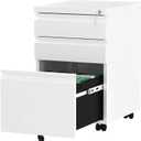 YITAHOME 3-Drawer Mobile File Cabinet with Lock, Office Storage Filing Cabinet for Legal/Letter Size, Pre-Assembled Metal File Cabinet Except Wheels Under Desk -White, 3 Drawer-Narrow