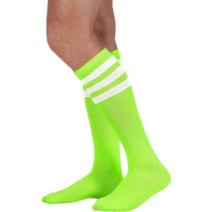NEON NATION Unisex Knee High Team Tube Socks with Various Colored Stripes- Lightweight and Breathable (One Size)