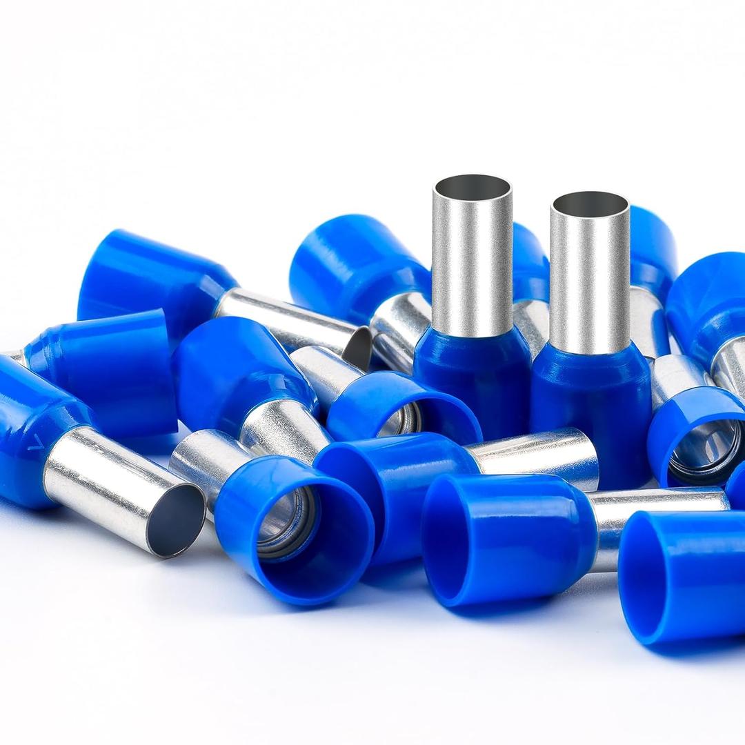 AIRIC UL Listed Wire Ferrule Connectors 6 Gauge - DIN Standard - Crimp Copper Ferrules Terminals Wiring Electrical Connector Nylon Insulated Pin Cord End Terminal 6 AWG, Blue, 100 Pcs