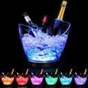 Umigy 1pc 5L LED Ice Buckets Clear Plastic Ice Bucket Large Capacity Light RGB Colorful LED Cooler with Lights for Champagne Wine Beer Party Bar Club
