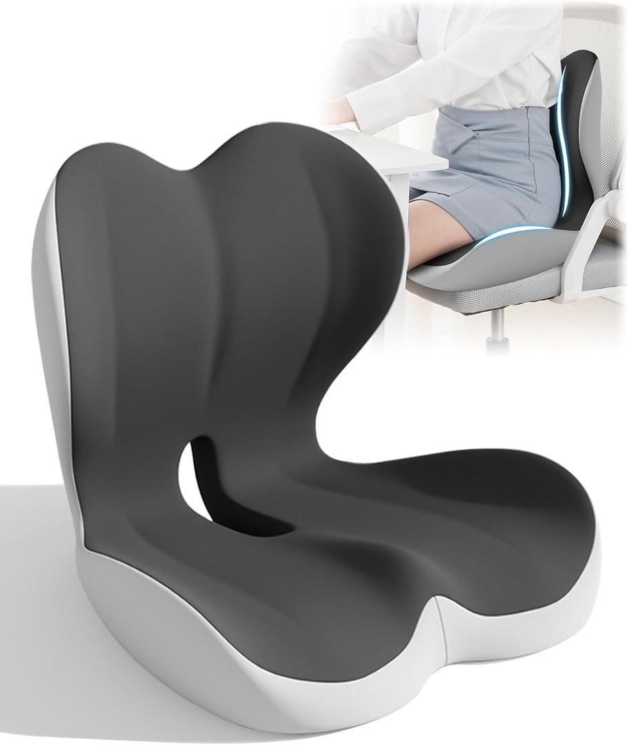 Booster Seat Cushion for Short Drivers with Lumbar Support & Cooling Memory Foam - Non-Slip Orthopedic Car Cushion for Truck, Office Chair, Sciatica Pain Relief, Enhanced Driving Visibility & Comfort