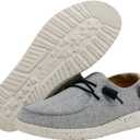 HEYDUDE Women's Wendy Chambray Lace-Up Loafers (6, White Blue 2)