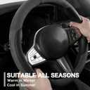 Suede & Napa Leather Steering Wheel Cover for Men Women, Universal Fit 14.5" to 15", Sweat-Absorbent Breathable Auto Protector for Summer & Winter Driving, Odorless Car Accessories(Black)