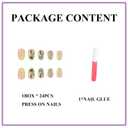 2 x MERVF Medium Press on Nails Oval Fake Nails Green French Tip Glue ons Butterfly Rhinestones Design Spring Round Acrylic False Nails for Women Glossy 24pcs