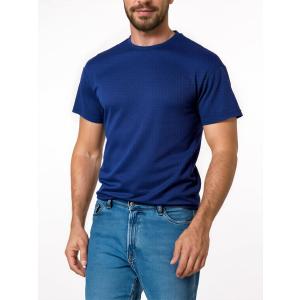 Men's Short Sleeve T-Shirt - Crew Neck Solid Color Quick-Dry Fabric, Navy Blue, L