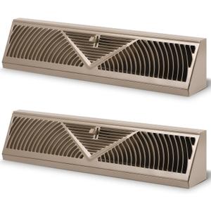Yaocom 2 Pack Baseboard Register Vent 24 Inch Duct Opening Size Vent Covers for Home Floor Diffuser Wall Corner Baseboard Air Covers, Smooth Air Adjust Lever, Easy Install, Brown
