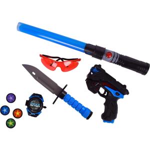 Space Blaster Playset for Kids  Ultimate Alien Combat Toy | 5 Piece Role Play Set | Light Up Wand, Glasses, Pretend Play Knife, Disk Shooter and Space Blaster  Sunny Days Entertainment