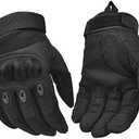 REEBOW GEAR Tactical Gloves Motorcycle Riding Gloves Full Finger Gloves Black (Large)