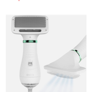 2-in-1 Dog Hair Dryer with Slicker Brush for Small-Sized Dogs and Cats | Pet Hair Dryer | Dog Blow Dryer | 300 Watts, 75-85 dB, Adjustable Temperature, Overheat Protection