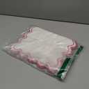 Set of 6 Cotton Linen Placemats, 13x19 Inch Scalloped Wavy Embroidery Placemat Double Layered Washable Rustic Rectangle Dinner Table Mats for Wedding Home Decor(White with Red)