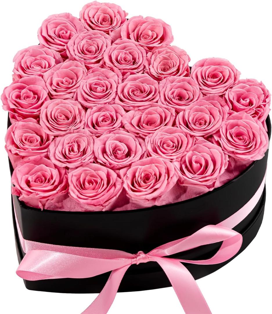 Hover Flower 27 Forever Preserved Flowers in a Box, Vanlentines Day Gifts for Her, Eternal Roses Flowers for Delivery Prime, Birthday Gifts for Women Mom Grandma Wife (Pink)