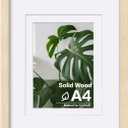 Egofine A4 Picture Frame Made of Solid Wood with Plexiglass, Display Pictures 4x6/6x8 with Mat or A4 Without Mat for Tabletop and Wall Mounting, Oak Wood