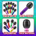 Inflatable Microphones for Parties - (Pack of 12) 10-inch Neon Colors Blow Up Microphone for Kids & Adults, Party Favors, Giveaways, DJ-Props, Photo-Booth, Birthdays, Dance, Sing, Concert Decorations