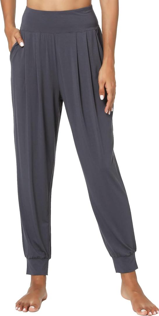 GYS Women Pajama Pants Bamboo Viscose High-Waist Soft Sleep Bottoms with Pockets (XX-Large, Dark Grey)