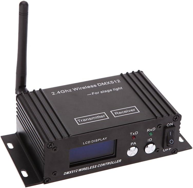 Lixada DMX 512 Controller 2.4G Wireless Transmitter Receiver LCD Display Power Adjustable Repeater Lighting Dimmer Controller for Disco DJ Party Light