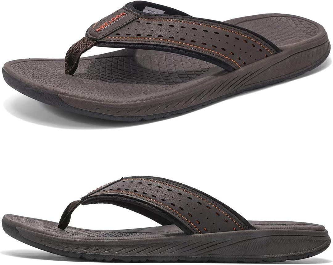 Flip Flop Thong Athletic Summer Sport Sandals with Arch Support Outdoor Summer Beach (11, Brown)