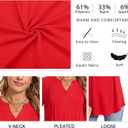 Bestbee Women's Long Sleeve Button-Down Shirts V Neck Tunic Tops 2024 Fall Tops Casual T-Shirts Dressy Blouses (Red, L)