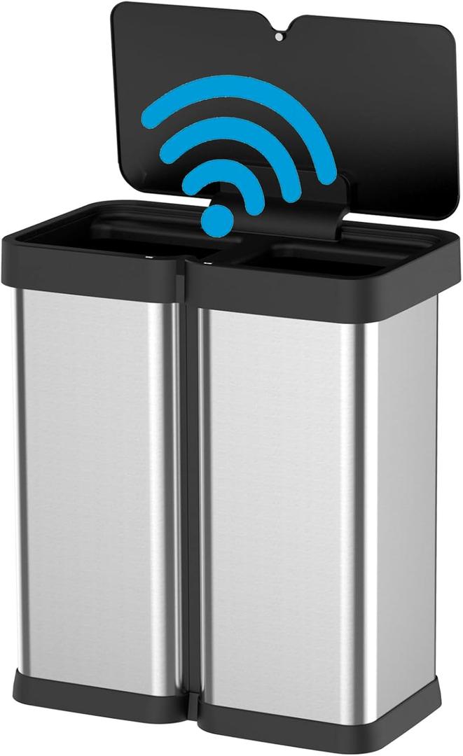 Automatic Motion Sensor Trash Can, 60 Liter/16 Gallon Touchless Automatic Garbage Can, Smart Trash Bin with Soft-Close Lid, Large Stainless Steel Waste Basket for Kitchen Office Living Room