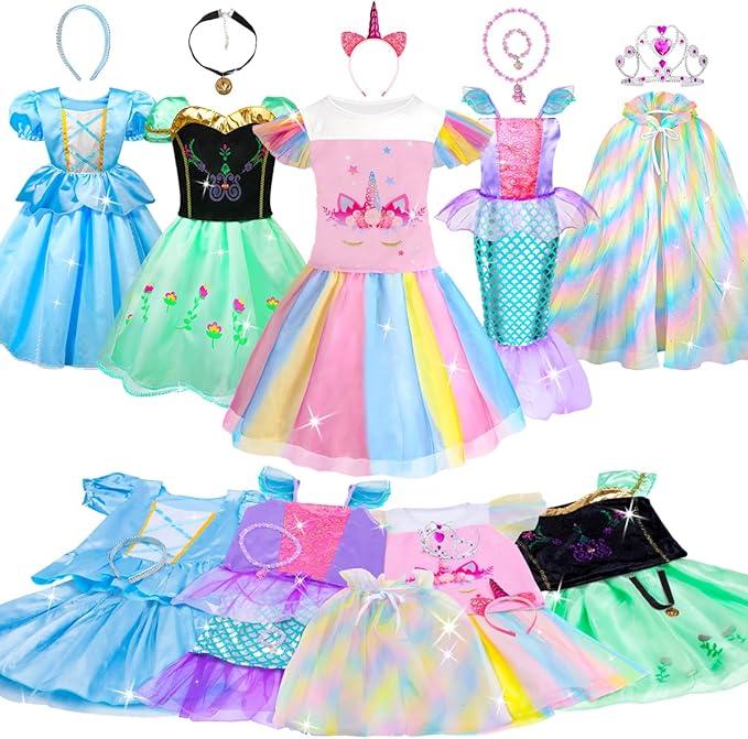 Meland Princess Dress Up - Dress Up Clothes for Girls with Toys,Christmas Birthday Gift for Toddler Girls 3,4,5,6,7,8 Years