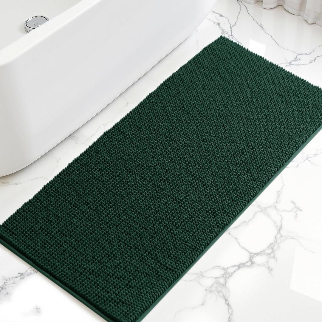 SUBRTEX Bathroom Rugs, 24" x 60" Chenille Bath Rug Soft Short Plush Bath Mat Soft Shower Mat Water Absorbent Shower Mat Quick Dry Machine Washable, Celadon