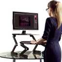 WorkEZ Adjustable Standing Desk Converter w/2 Fans & 3 USB Ports, Sit to Stand Desk Riser Monitor Standing Computer Desk, Height & Angle Negative Tilt (Black)