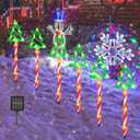 Solar Christmas Pathway Lights Outdoor Decorations, Christmas Decorations, 8 Modes Xmas Tree Candy Lights Waterproof Led Garden Stake Light for Walkway Yard Lawn Porch Holiday Decor-6 Pack