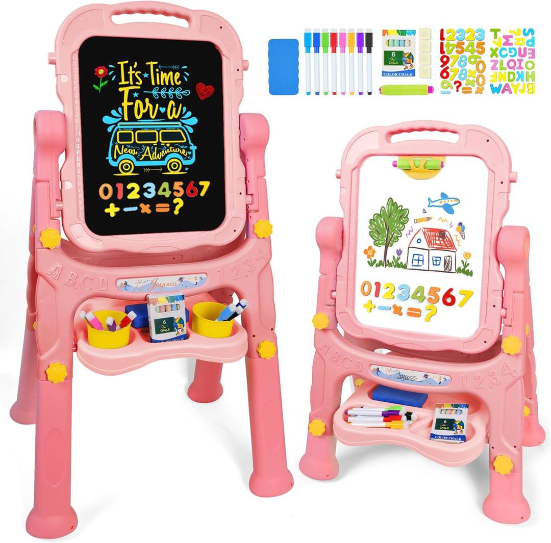 Joyooss Art Easel for Kids Adjustable Toddler Easel Stand for Painting,Magnetic Double Sided Drawing Dry Erase Board Children Art Accessories for Kid Ages 4-8 Boys and Girls Gift Learning Toy