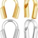 Beebeecraft 1 Box  Wire Guard Thread Protector Loop 18K Gold Plated 925 Sterling Silver U Shape Wire Guardians 0.6mm Cable Thread Guard Loops for Earring Necklace Bracelet Jewelry Making Crafts