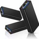 Basesailor USB Female to Female Adapter (3-Pack), USB 3.0 to Type A Female 3.0 Cable Coupler for Connecting Two Male Ends Cord, Extension Connector (Black (Upgraded))