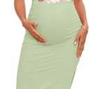 AISWI Maternity Mesh Split Dress Off The Shoulder Ruched Bodycon Pregnancy Dresses Baby Shower Photoshoot, Without Belt, Small 