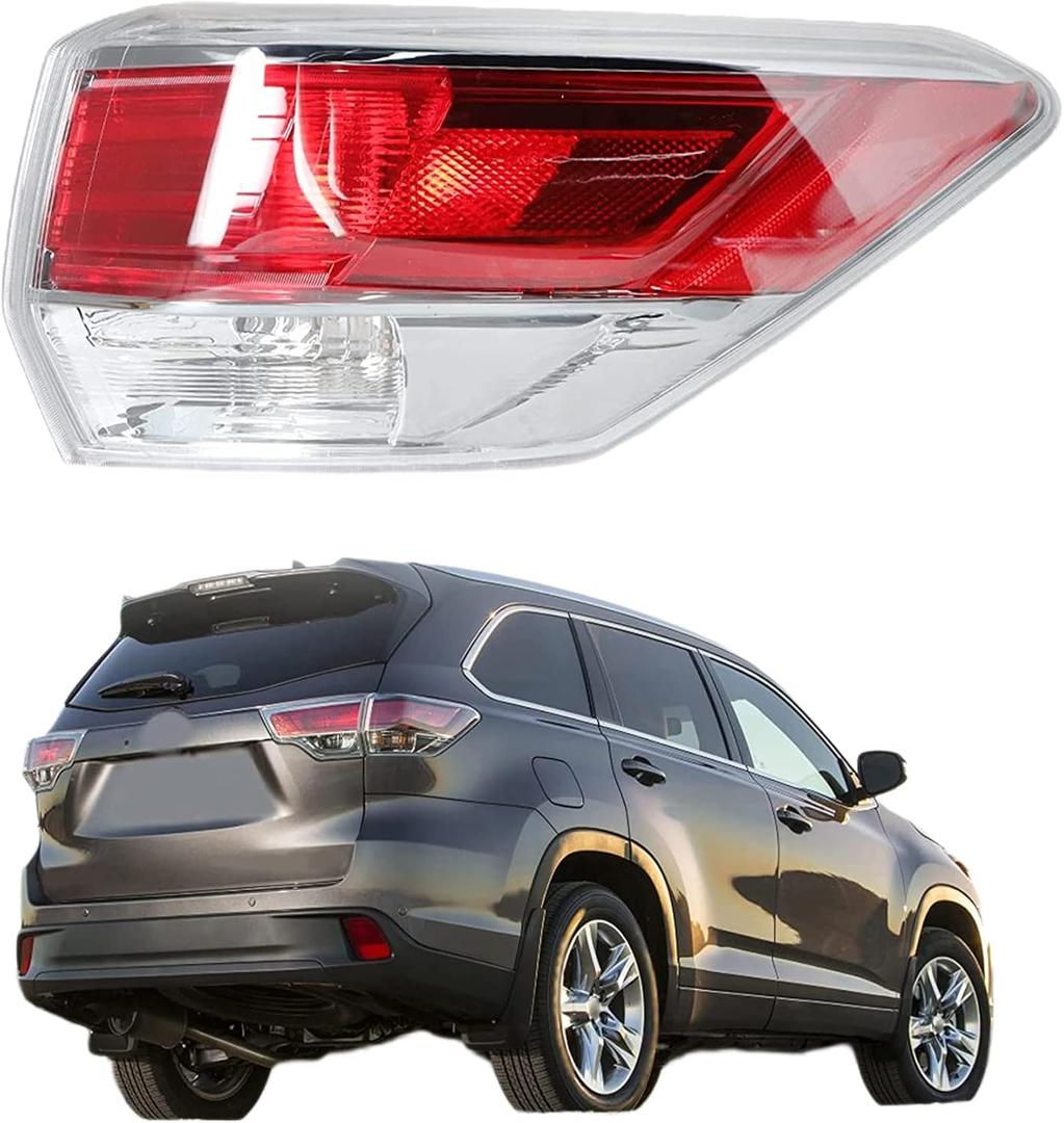 WFLNHB Right Side Outer Tail Light Assembly Replacement for Toyota Highlander 2014 2015 2016 Passenger Side Rear Tail Light Lamp 81550-0E100 TO2805120