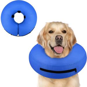 Supet Inflatable Dog Cone for Dogs to Stop Licking, Dog Neck Donut Collar Recovery E Collar to Stop Licking, Soft Pet Cone for Large Dogs (Blue, L)