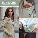 Pomelo Best Small Wallet Women RFID Blocking Bifold Soft Leather Card Holder with ID Window Zipper Coin Pocket Wallets for Women Green