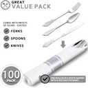 400PCS Pre Rolled Silver Plastic Silverware Sets - Heavy Duty Fancy Silver Cutlery - Include 100 Pack Wrapped Disposable Utensils with Napkins for Parties, Dinners & Weddings